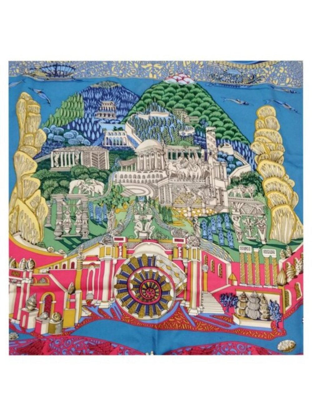 Hermes L'Atlantide Annie Faivre Carre 90 Silk Scarf - Picture 7 of 10
